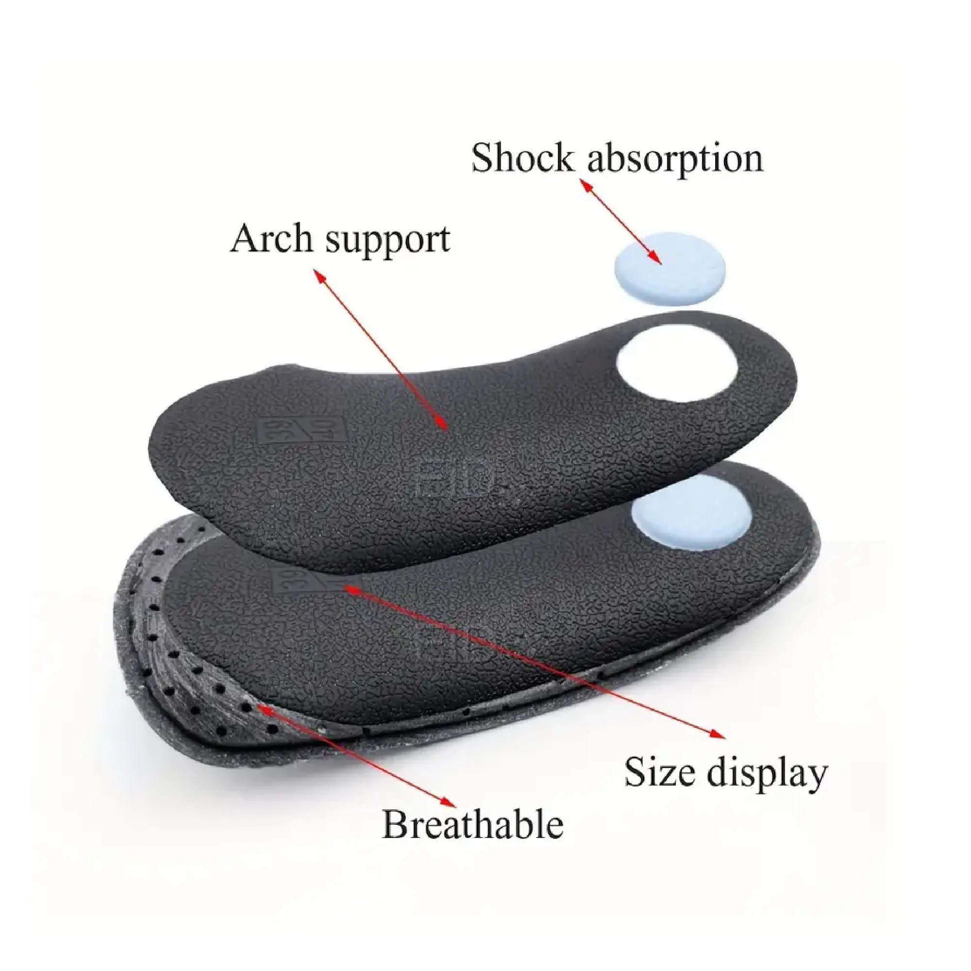 1 Pair Black Arch Support Insoles Orthotic Insoles, Flat Feet Arch Support Shoes Pads Sports Insoles