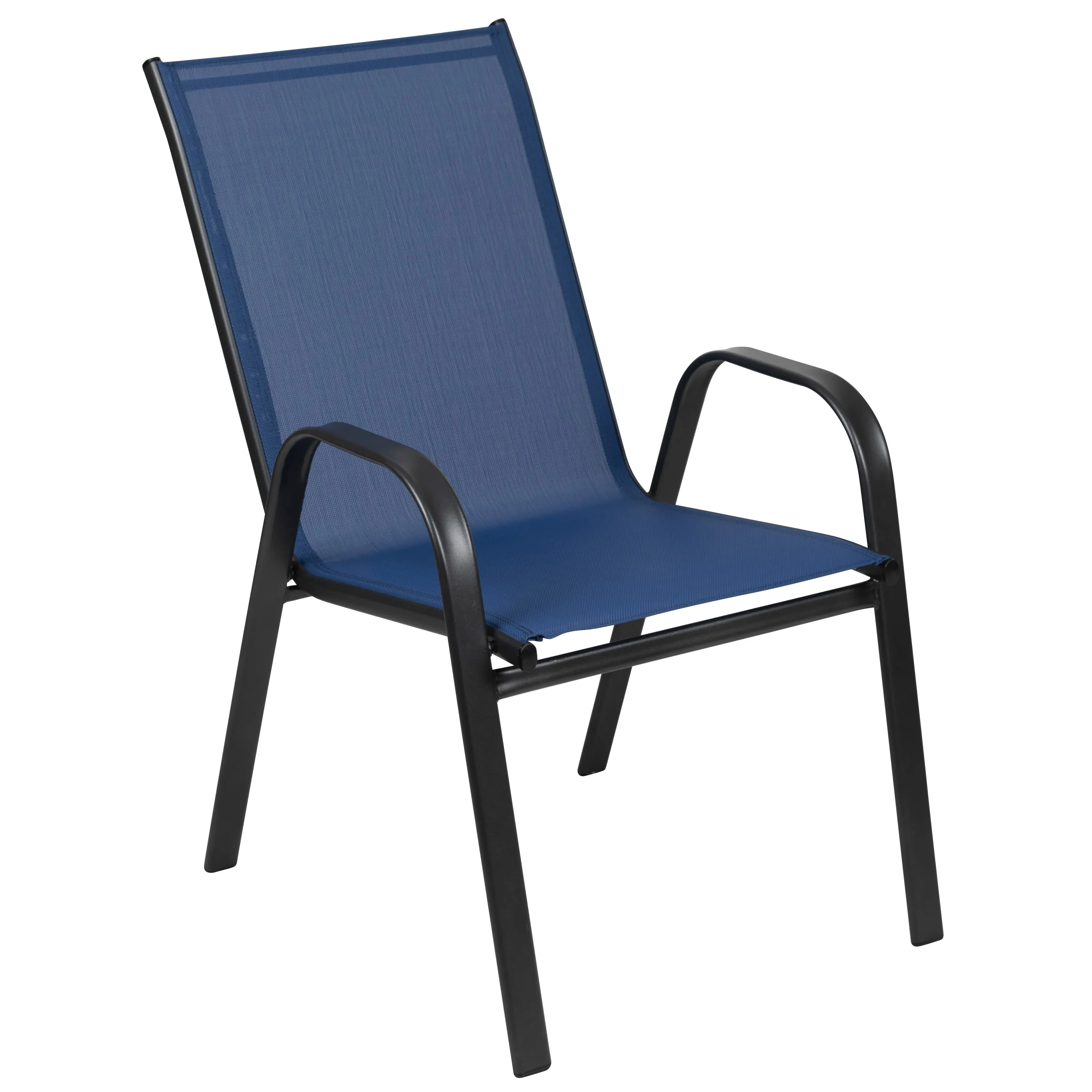 4 Pack Brazos Series Outdoor Stack Chair with Flex Comfort Material and Metal Frame