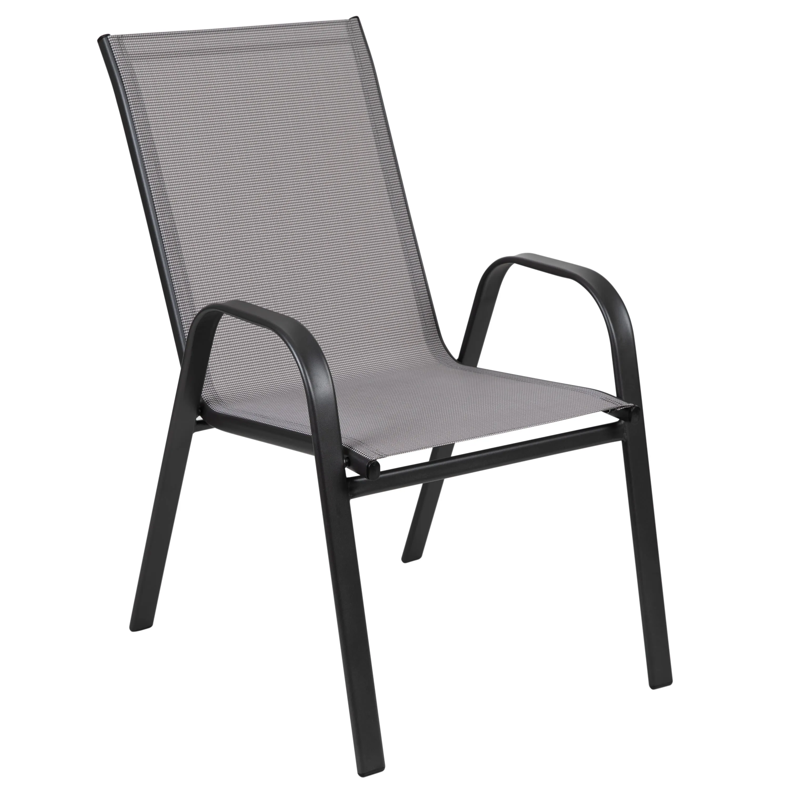 4 Pack Brazos Series Outdoor Stack Chair with Flex Comfort Material and Metal Frame