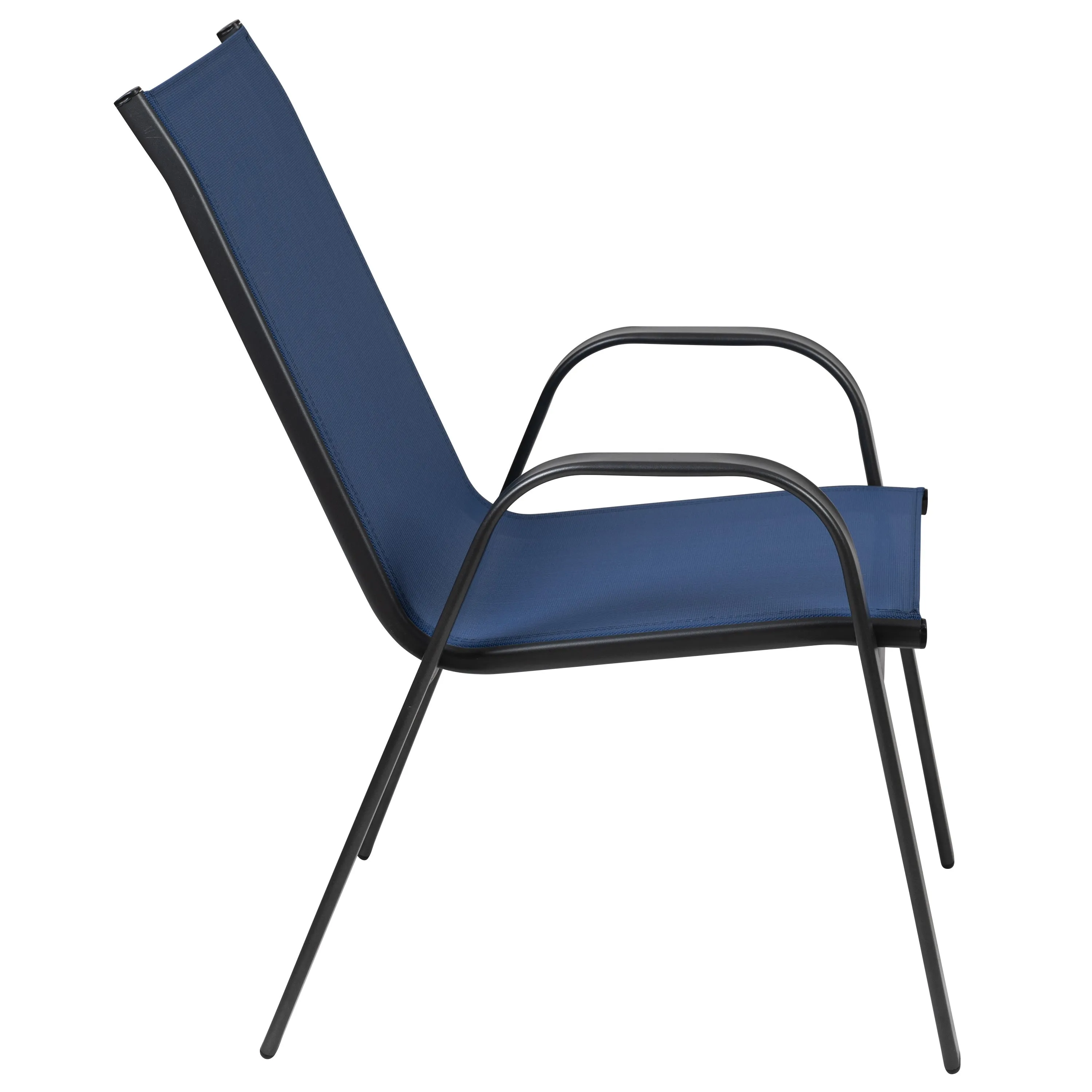 4 Pack Brazos Series Outdoor Stack Chair with Flex Comfort Material and Metal Frame