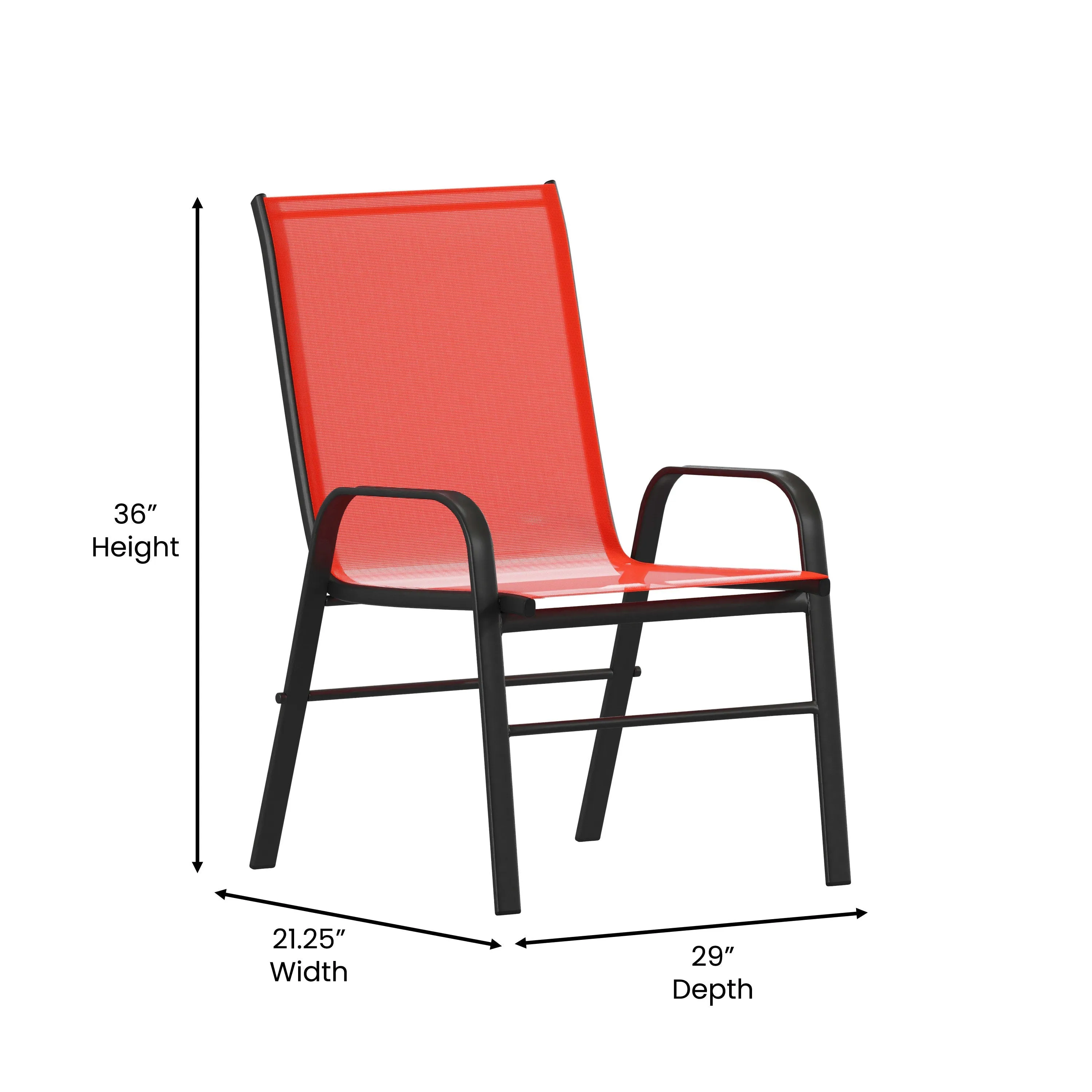 4 Pack Brazos Series Outdoor Stack Chair with Flex Comfort Material and Metal Frame