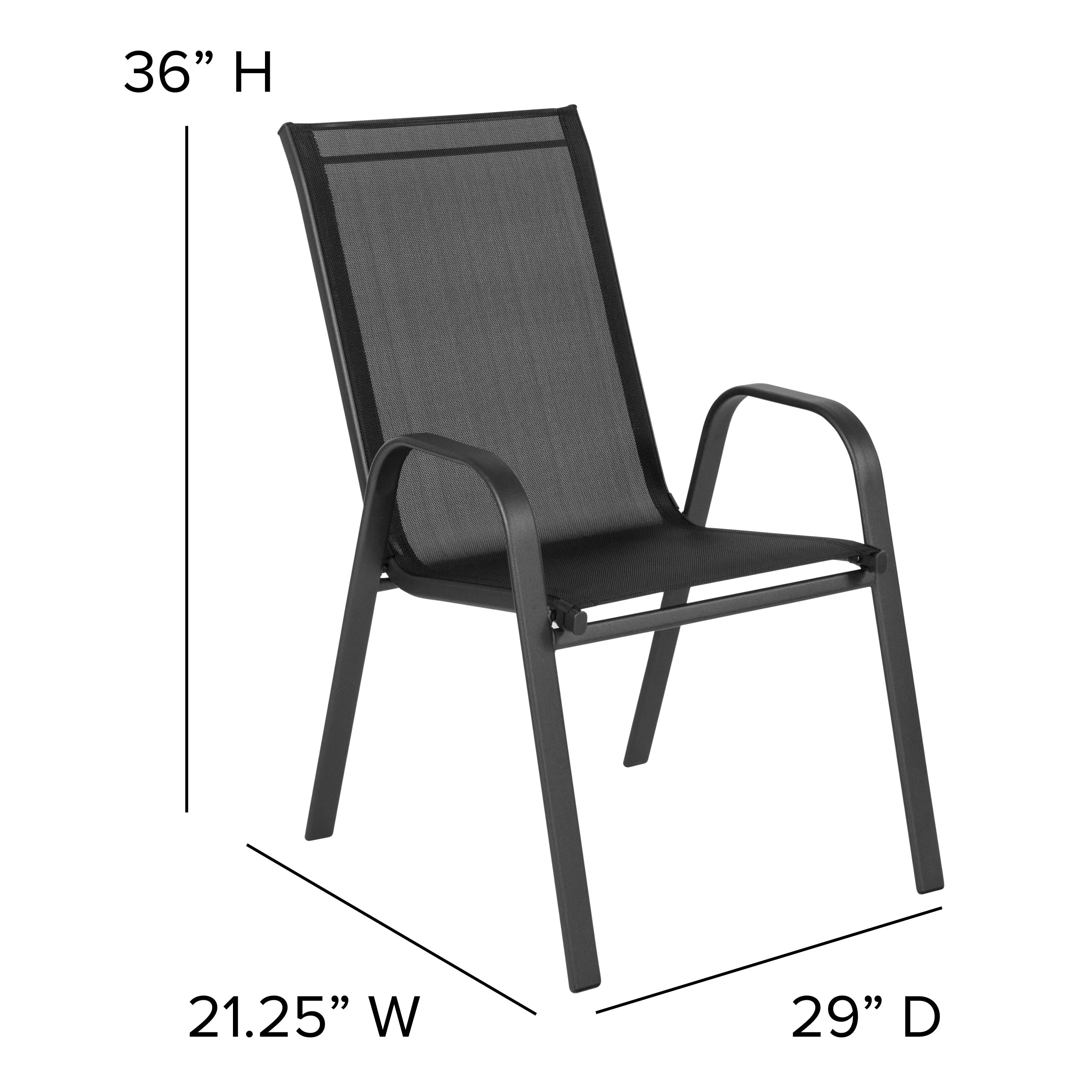 4 Pack Brazos Series Outdoor Stack Chair with Flex Comfort Material and Metal Frame