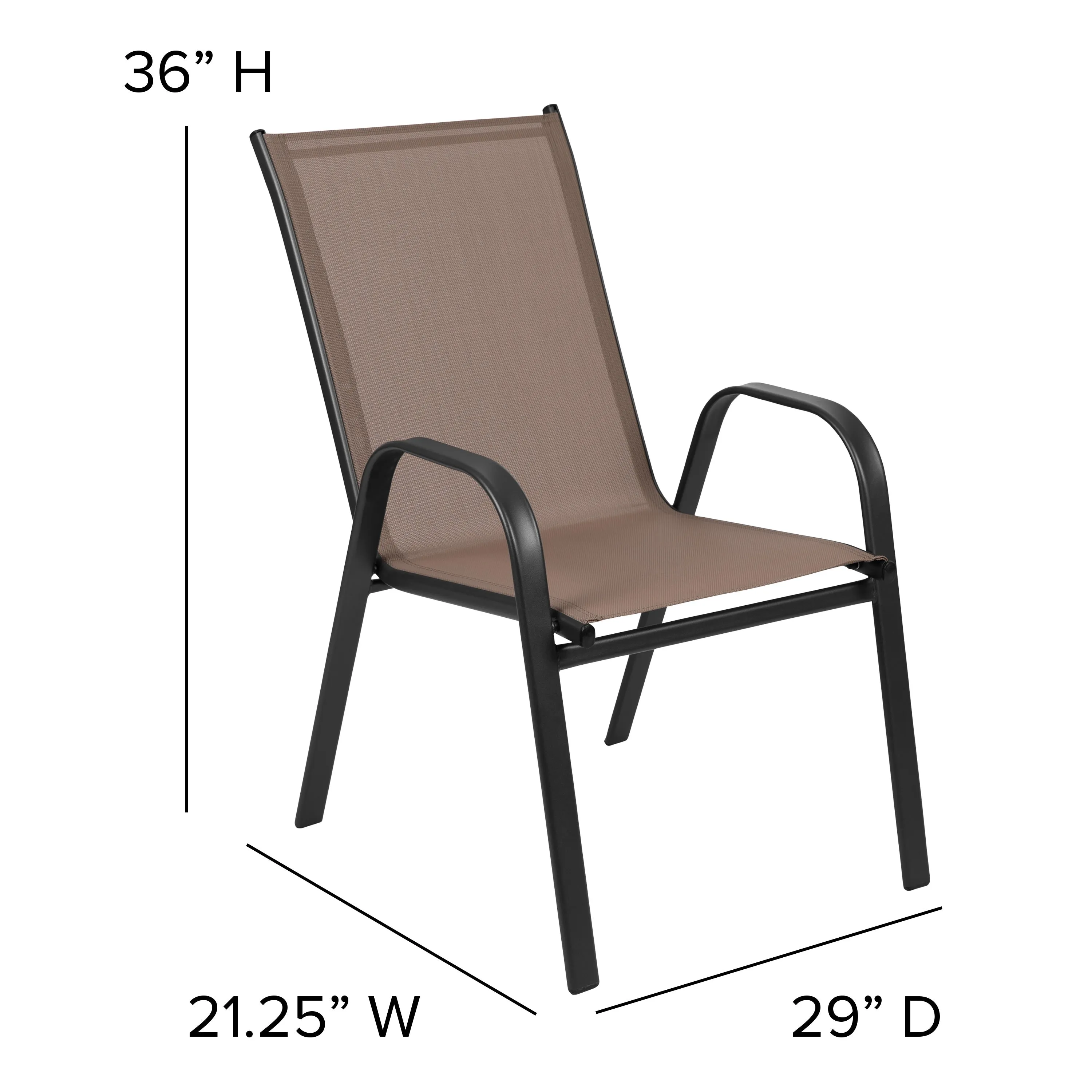 4 Pack Brazos Series Outdoor Stack Chair with Flex Comfort Material and Metal Frame