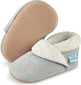 Baby Slippers - Grey Moon and Stars