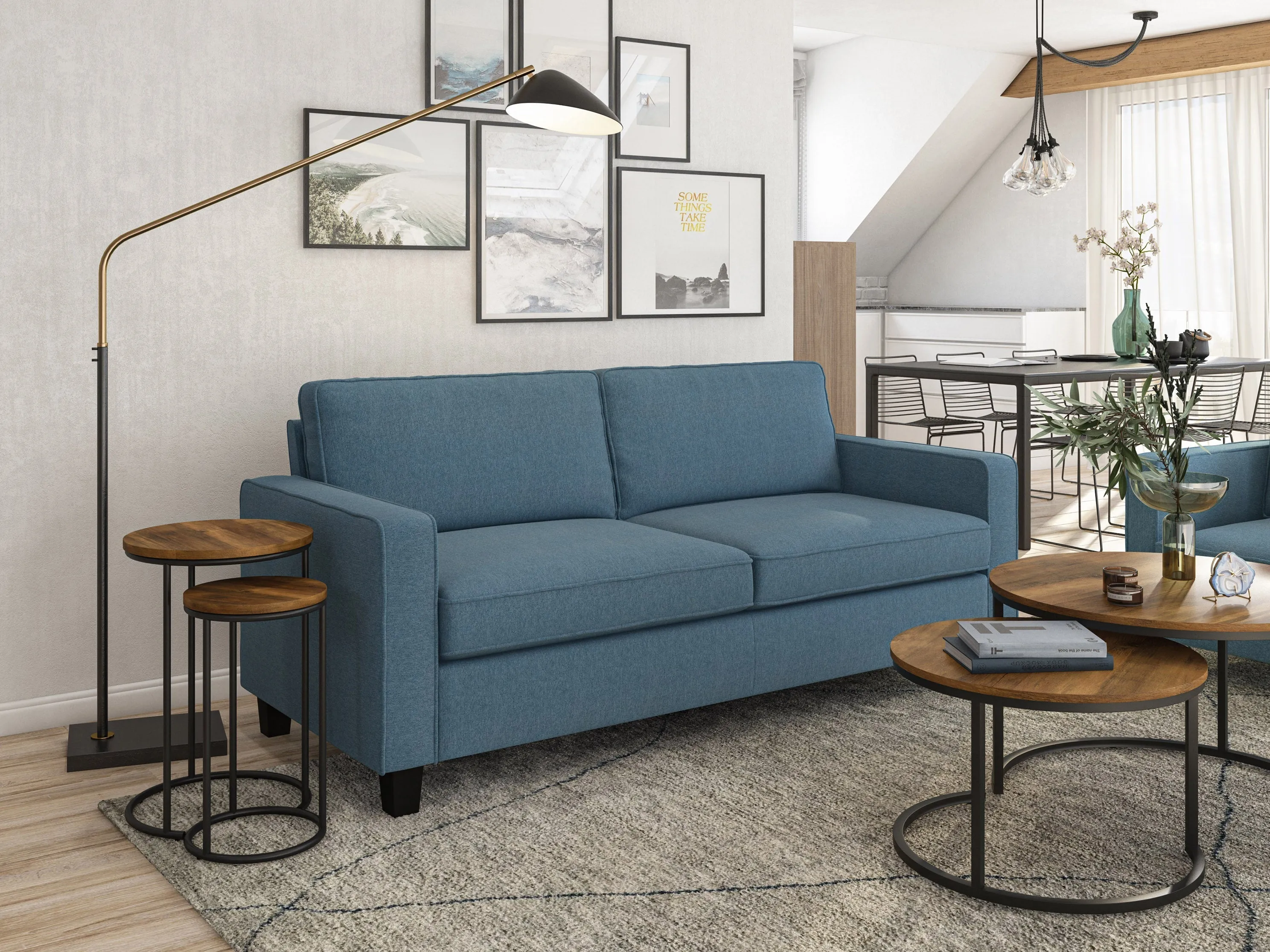 Blue 3 Seater Sofa