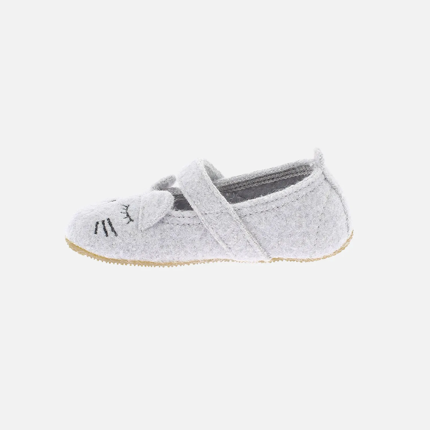 Boiled Wool Ballerina Shoe - Light Grey Kitten