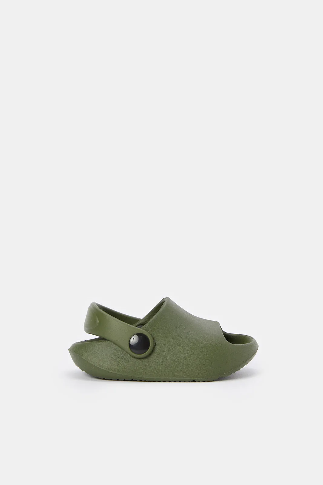 Boys Olive Moulded Slide With Backstrap