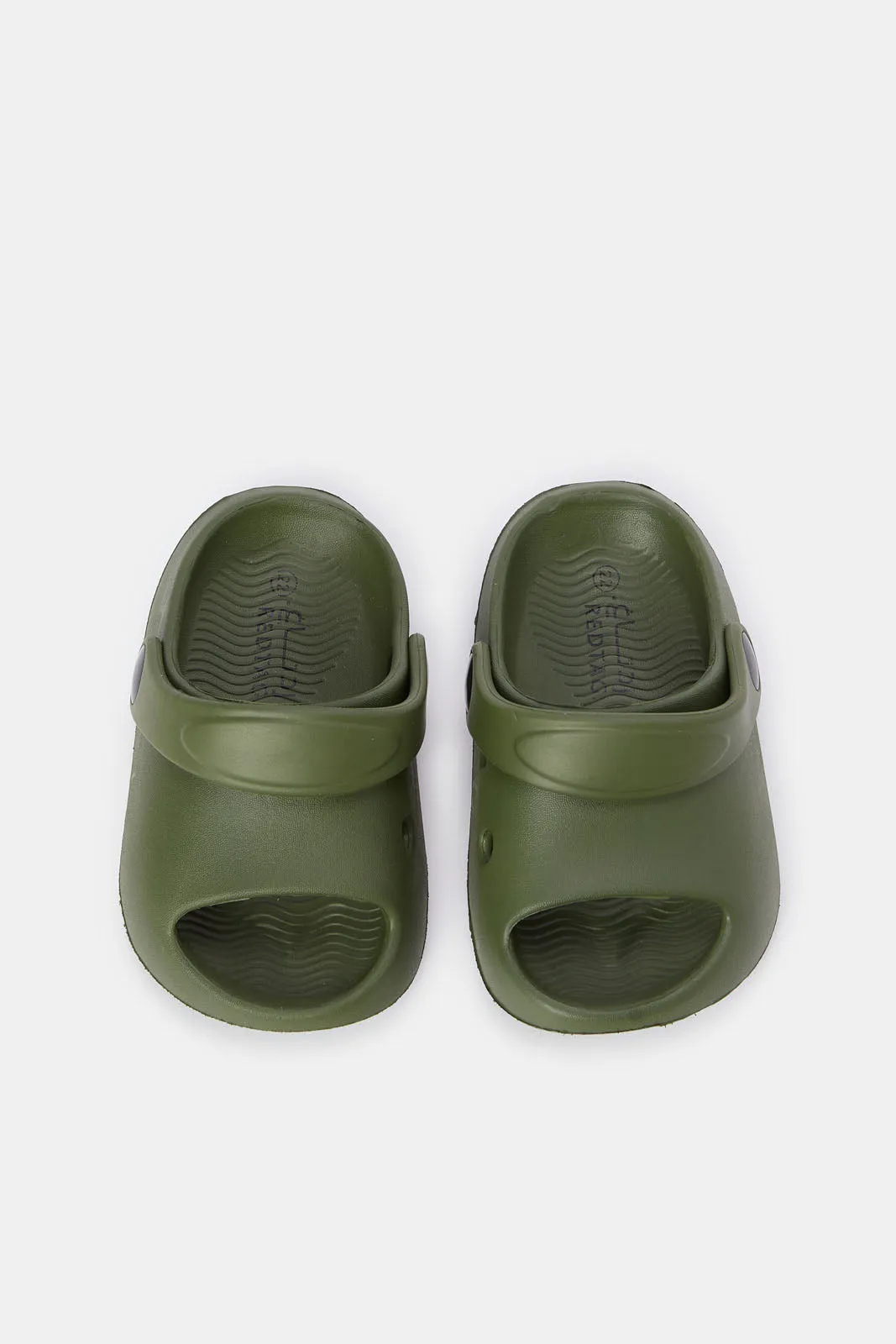 Boys Olive Moulded Slide With Backstrap