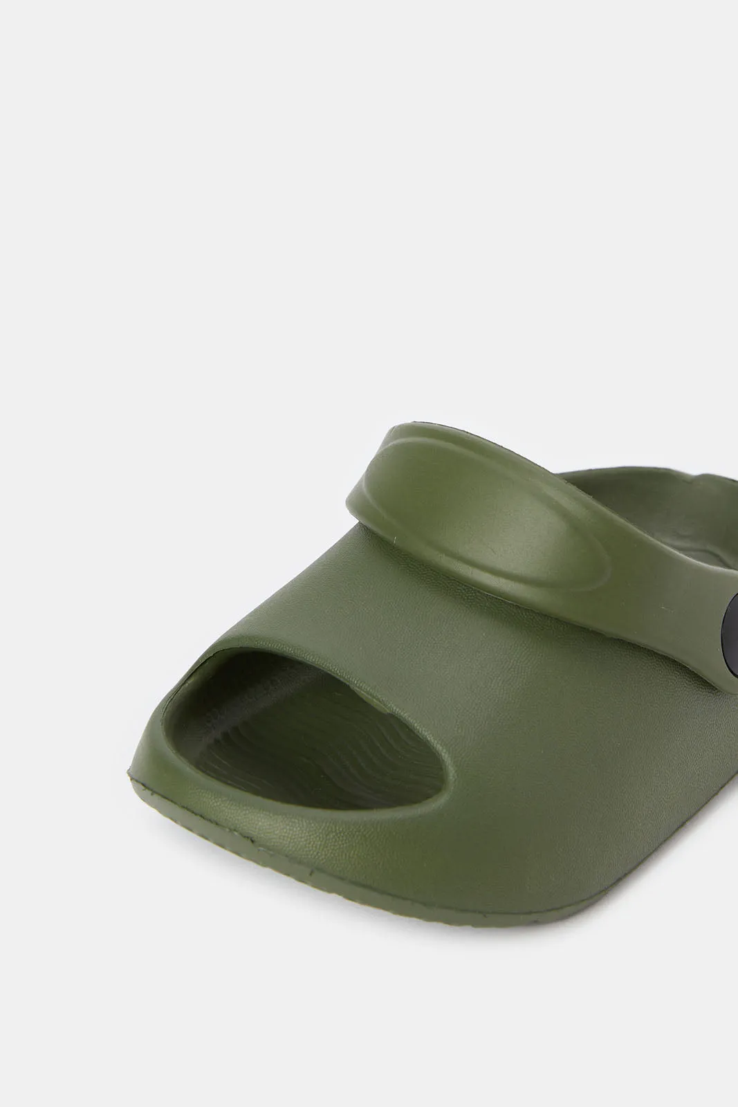 Boys Olive Moulded Slide With Backstrap