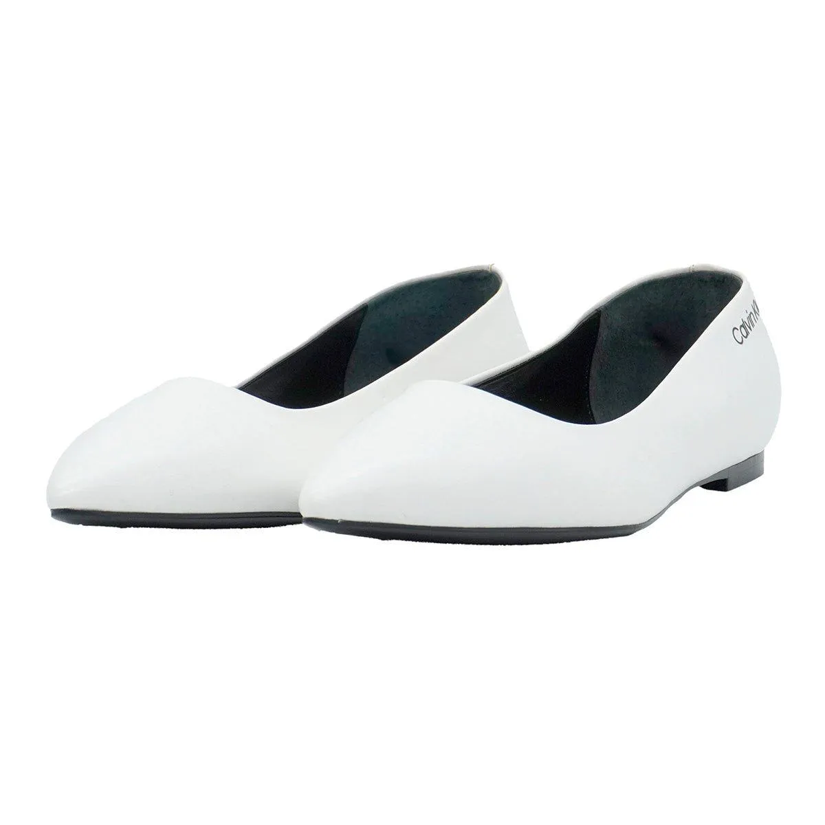 Calvin Klein Ballerinas Leather White Colour For Women