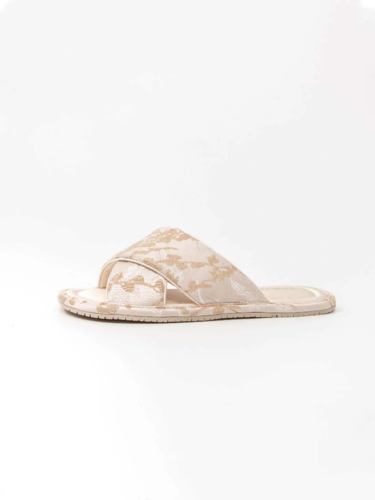 Classic Cross-Strap Embroidery Slippers