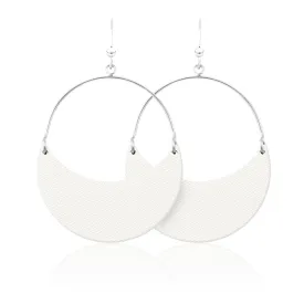 Crescent Moon Leather Earrings in Chantilly