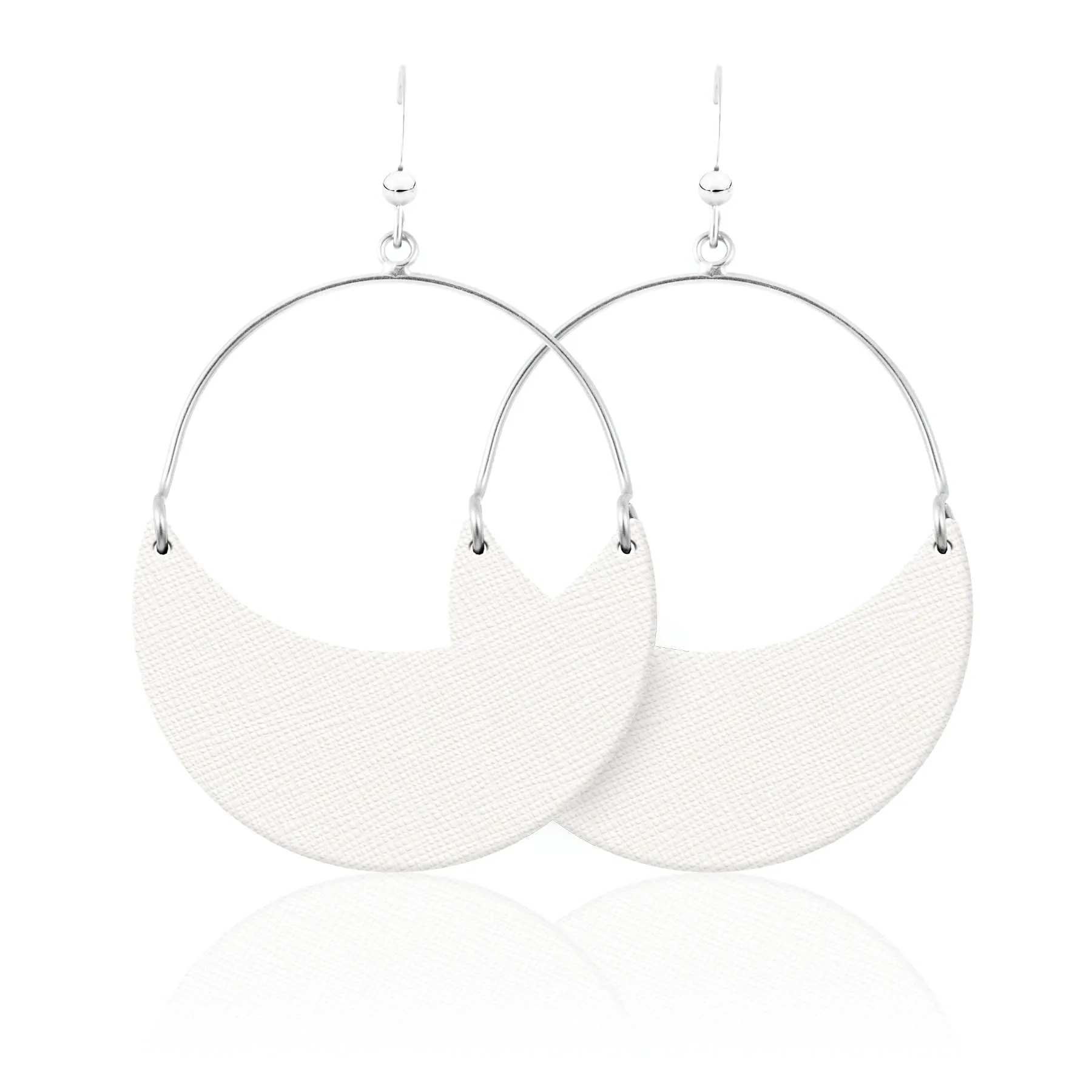 Crescent Moon Leather Earrings in Chantilly