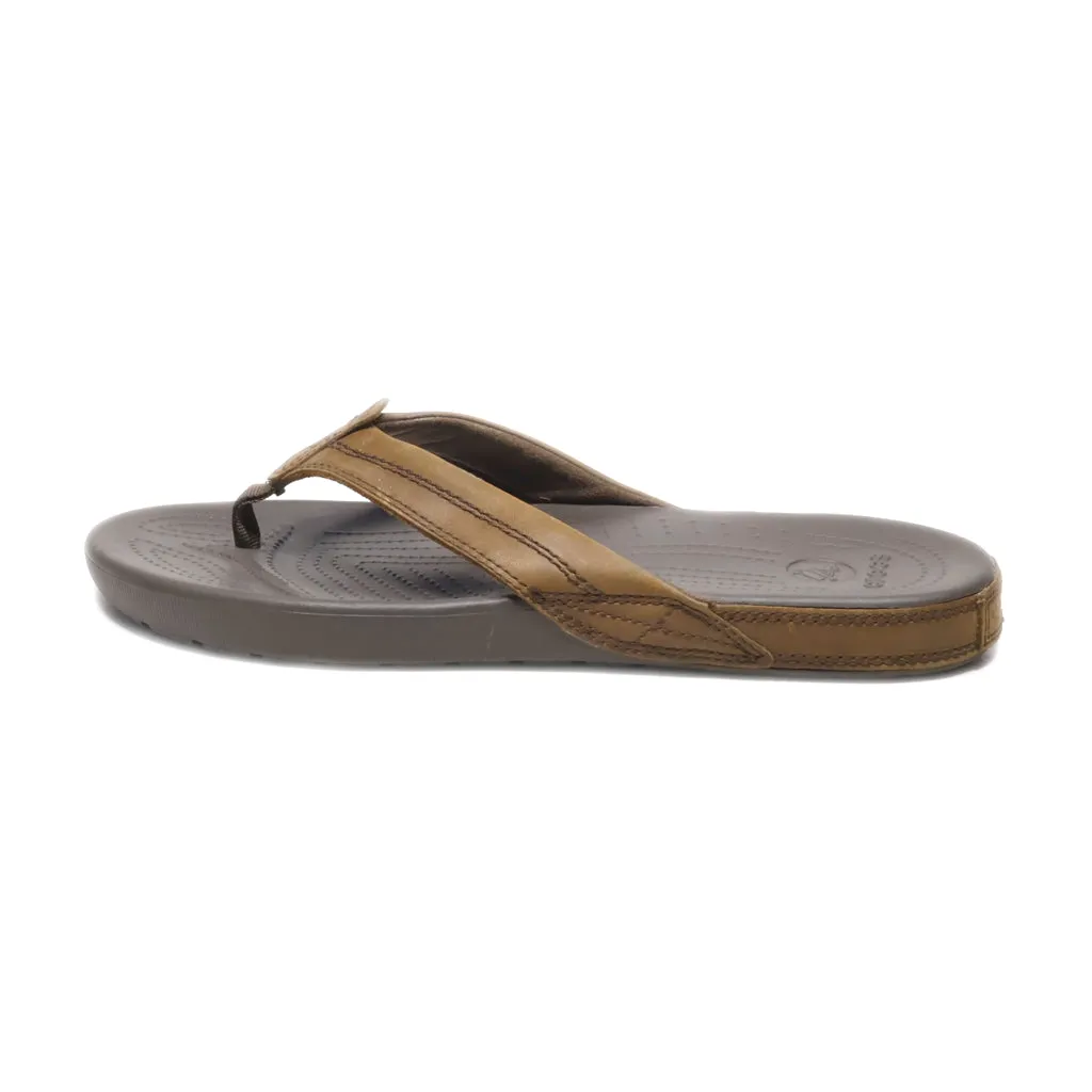 Crocs Flip Flops Leather Brown Colour For Men