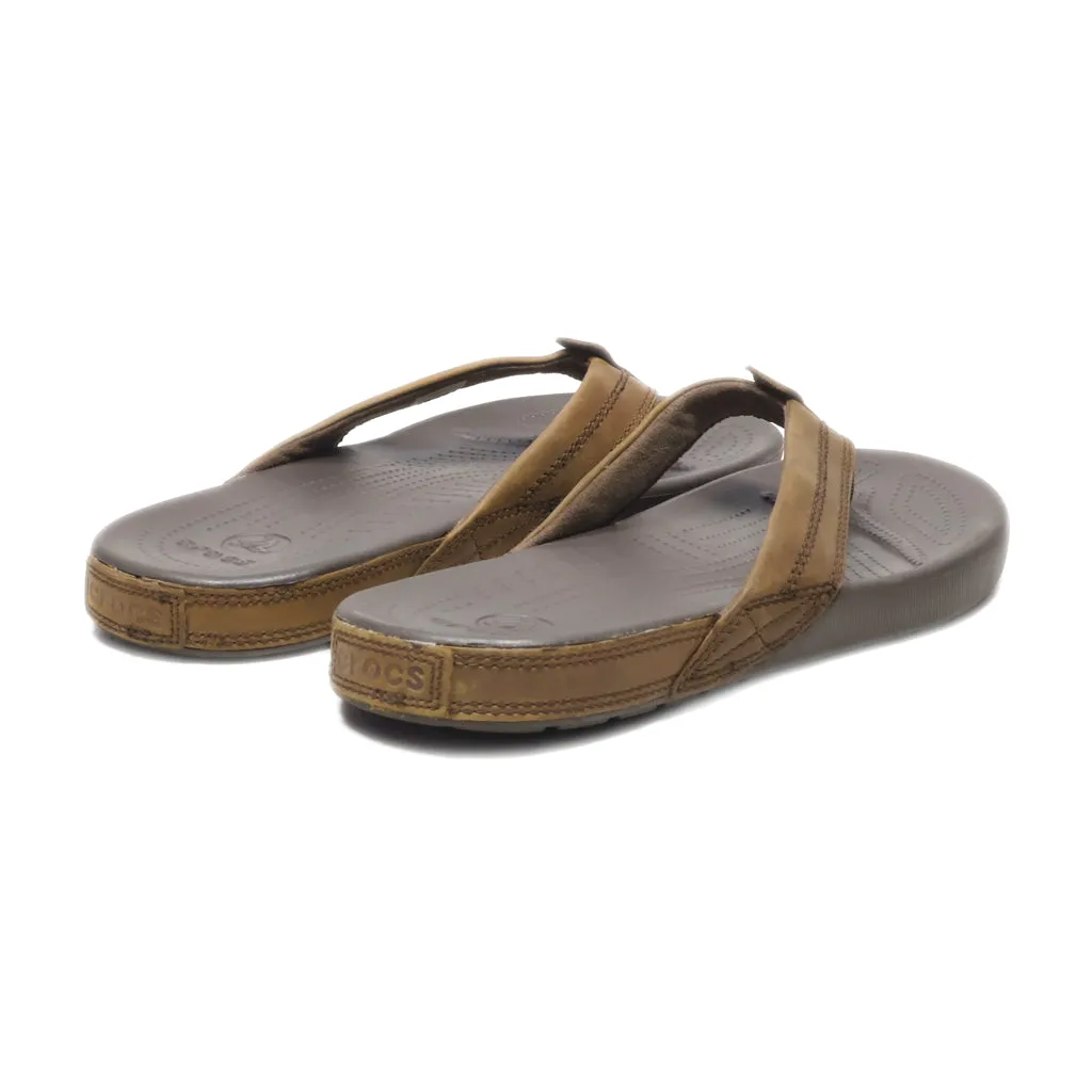 Crocs Flip Flops Leather Brown Colour For Men