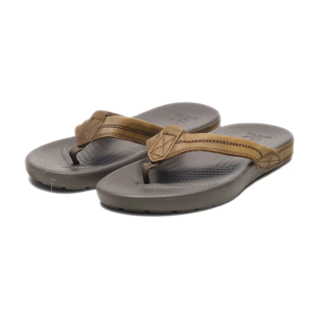 Crocs Flip Flops Leather Brown Colour For Men