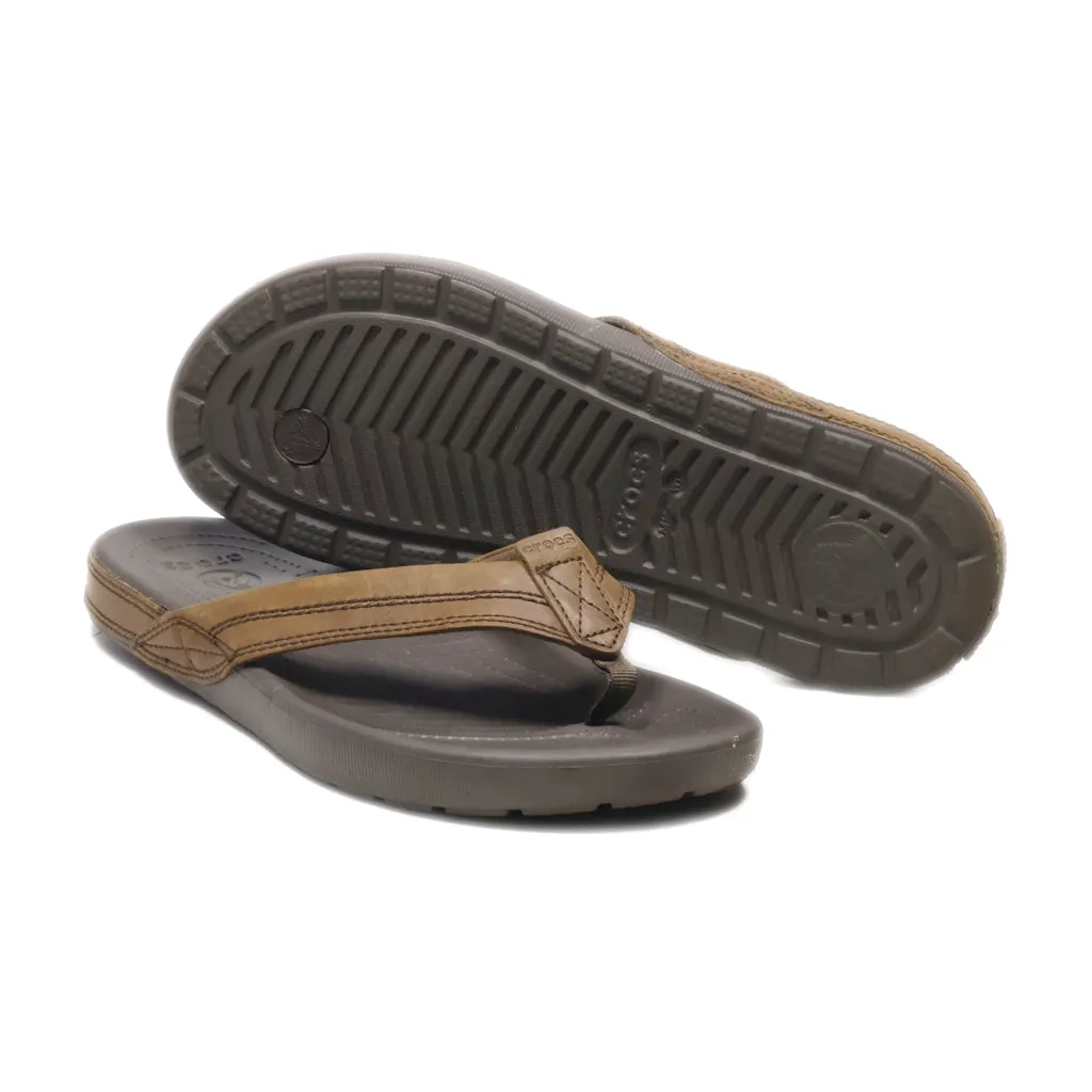 Crocs Flip Flops Leather Brown Colour For Men