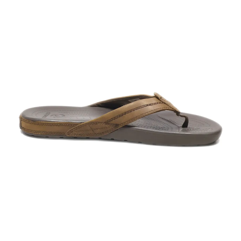 Crocs Flip Flops Leather Brown Colour For Men