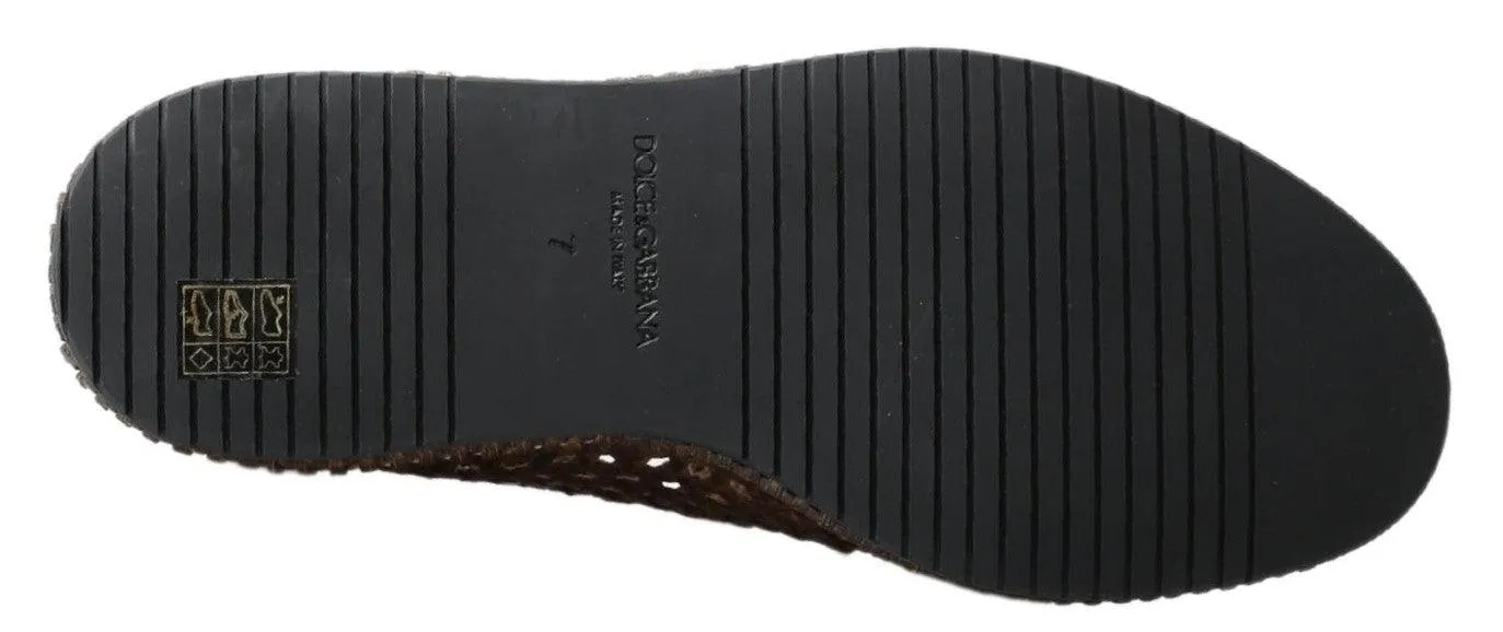 Dolce & Gabbana Brown Woven Leather Loafers