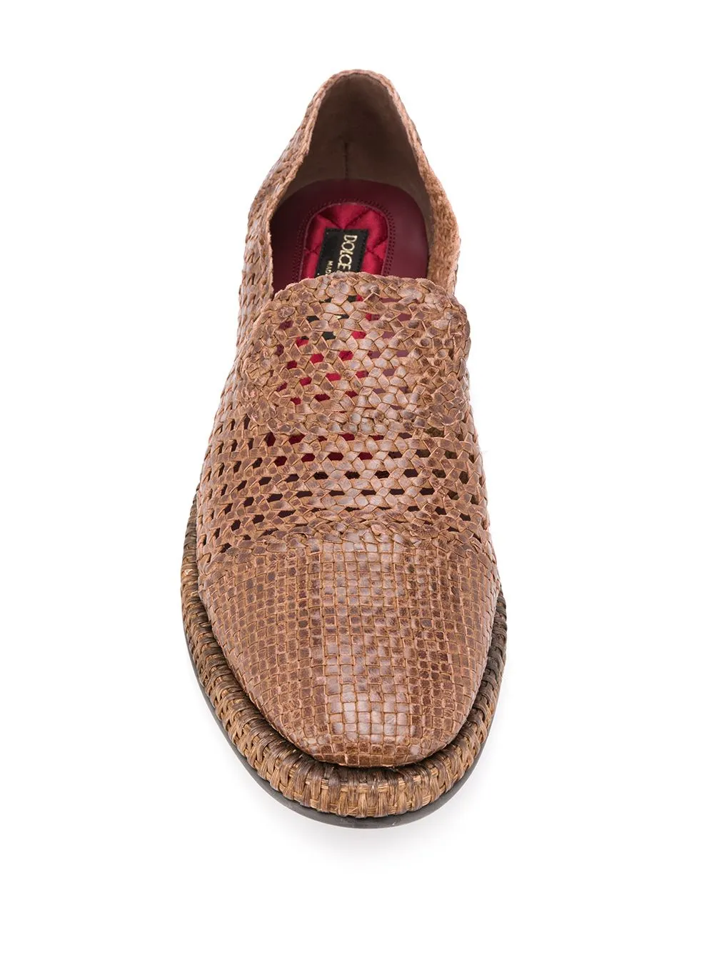 Dolce & Gabbana Brown Woven Leather Loafers