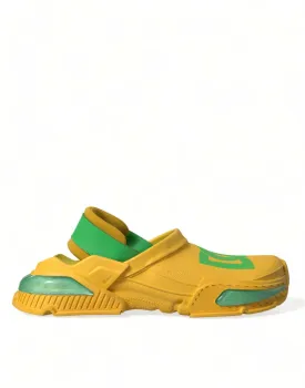 Dolce & Gabbana Yellow Green Rubber Clogs Men Slippers Men Shoes