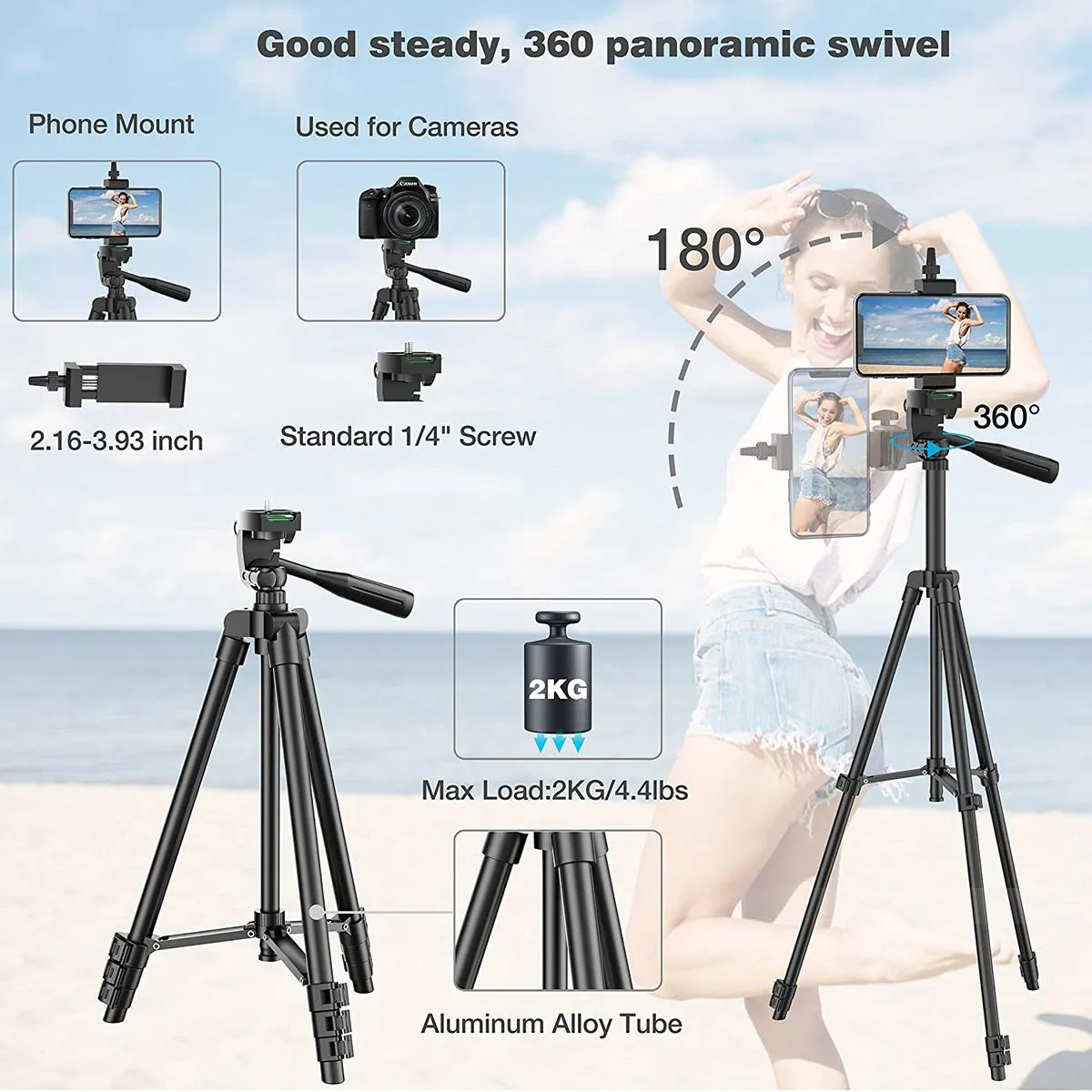 DSLR Flexible Tripod Extendable Travel Lightweight Stand