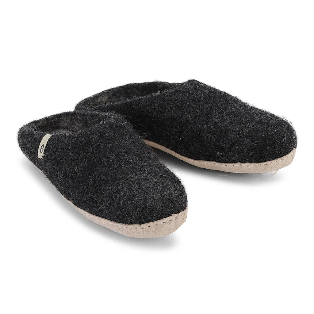 Egos Felted Wool Mule Slippers, Black