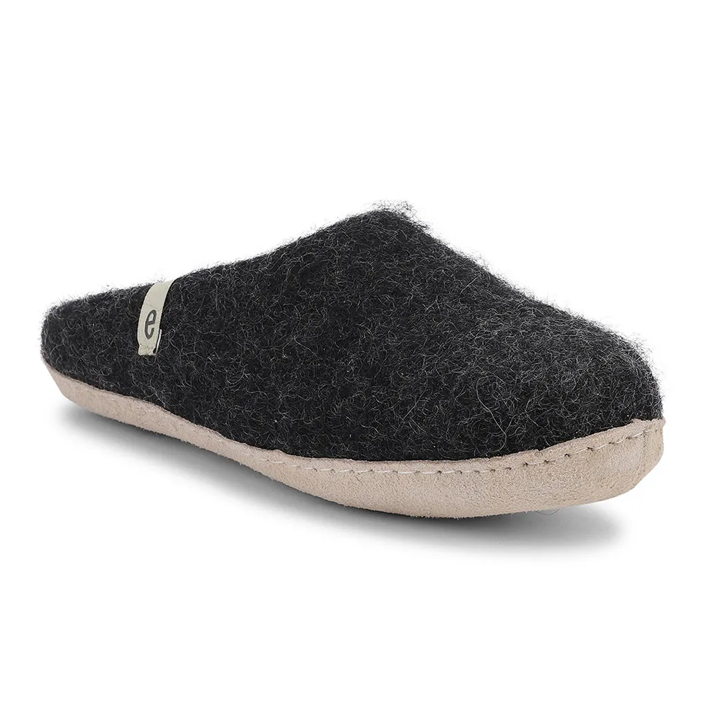 Egos Felted Wool Mule Slippers, Black