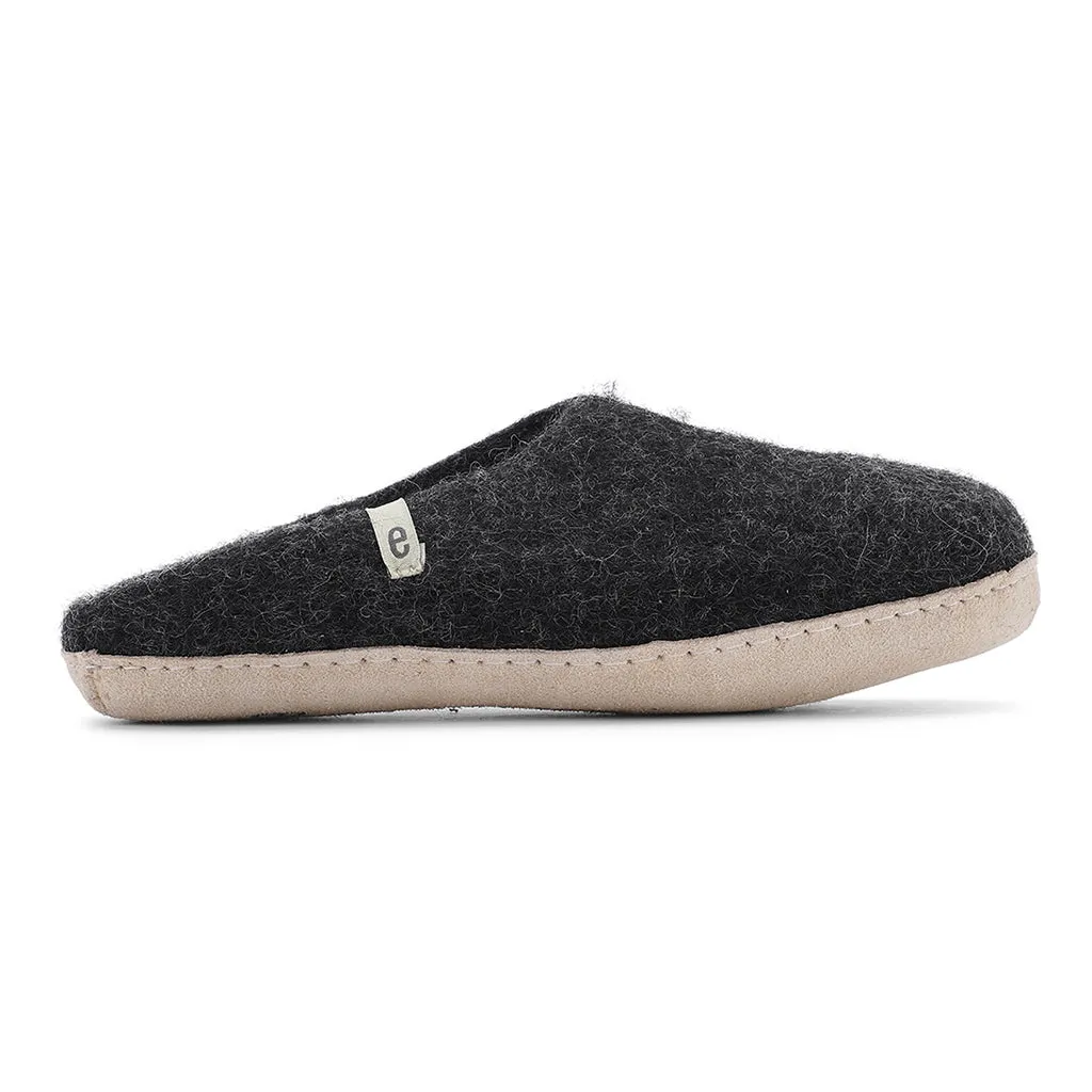 Egos Felted Wool Mule Slippers, Black