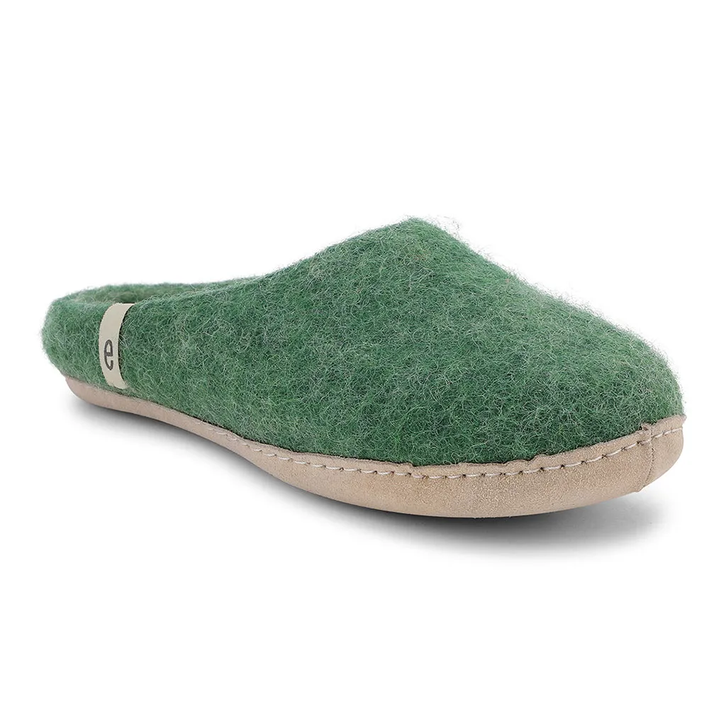 Egos Felted Wool Mule Slippers, Green