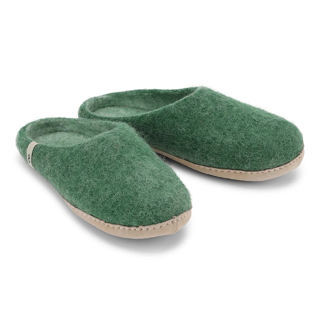 Egos Felted Wool Mule Slippers, Green