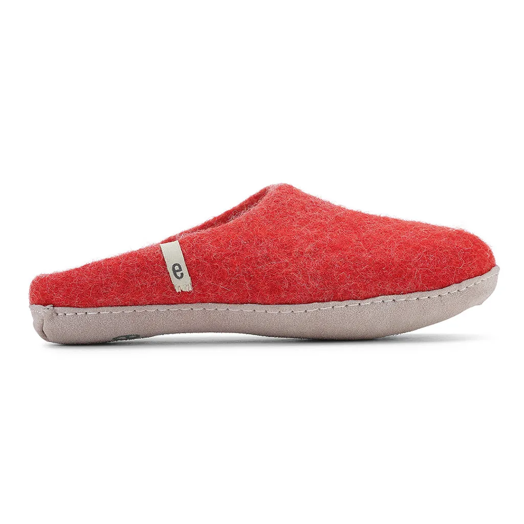 Egos, Felted Wool Mule Slippers, Rusty Red