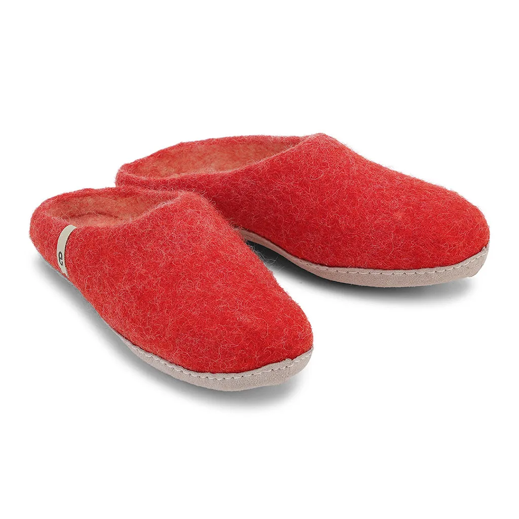 Egos, Felted Wool Mule Slippers, Rusty Red