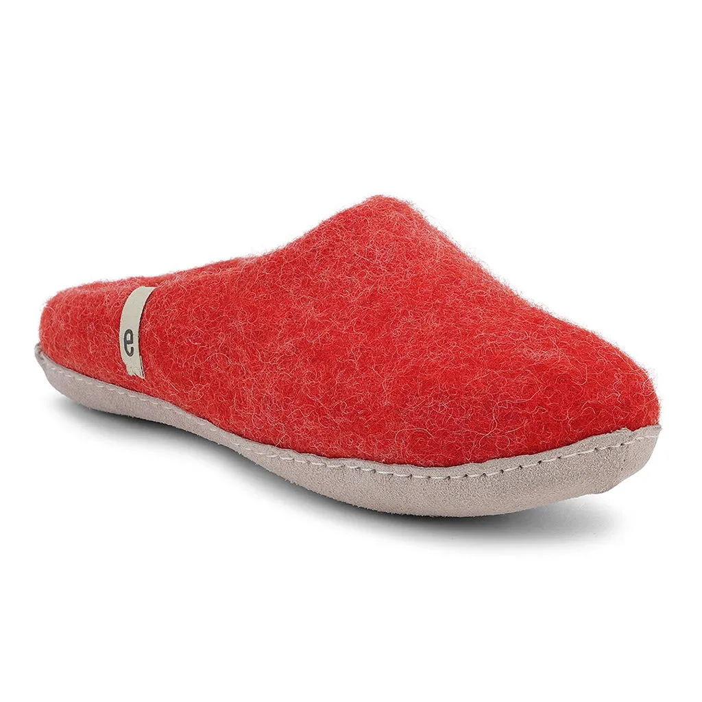 Egos, Felted Wool Mule Slippers, Rusty Red