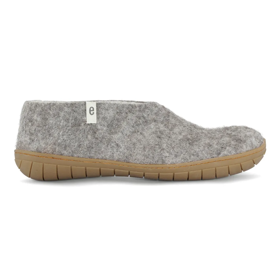 Egos Felted Wool Slipper Boots with Rubber Sole, Grey