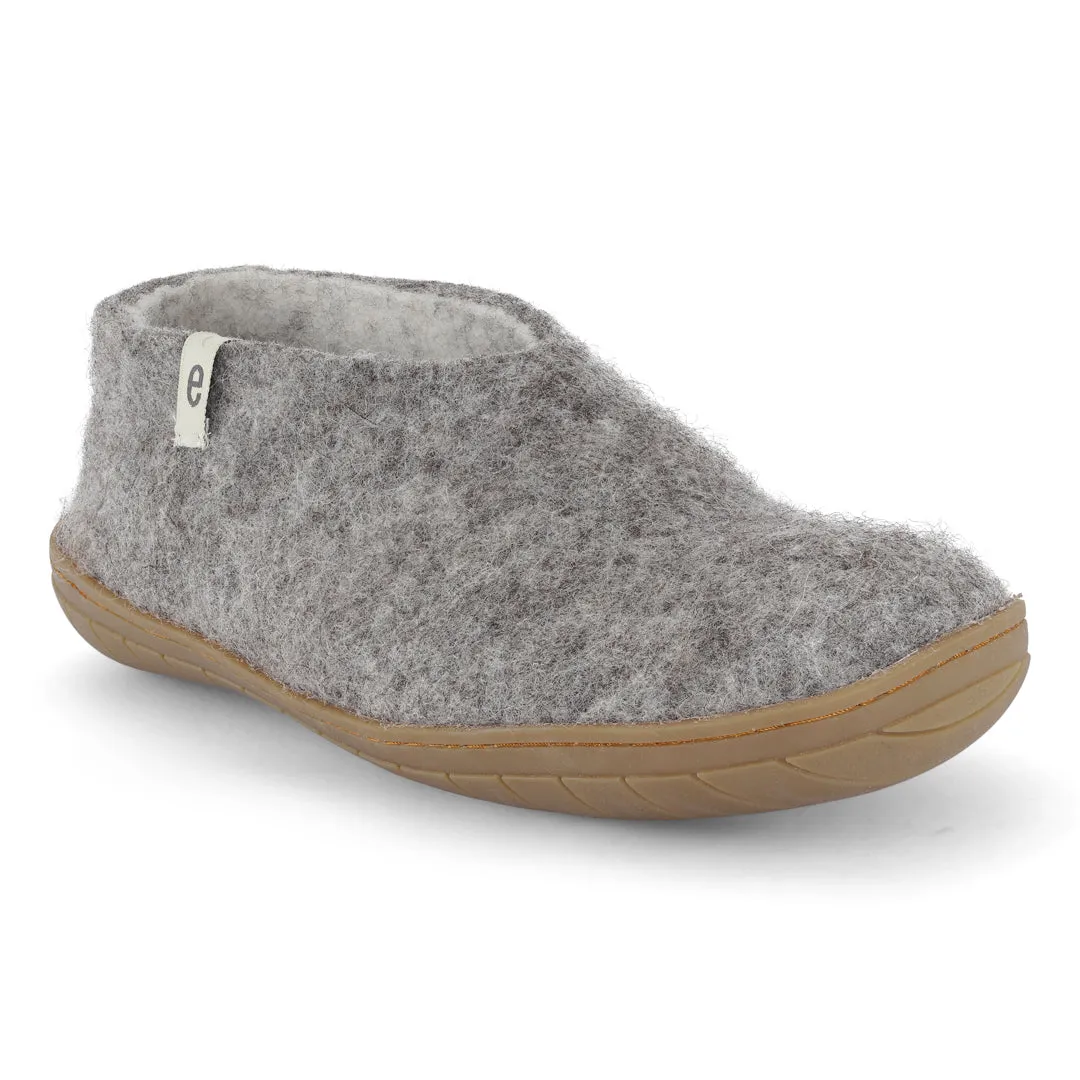 Egos Felted Wool Slipper Boots with Rubber Sole, Grey