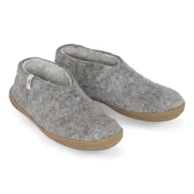 Egos Felted Wool Slipper Boots with Rubber Sole, Grey