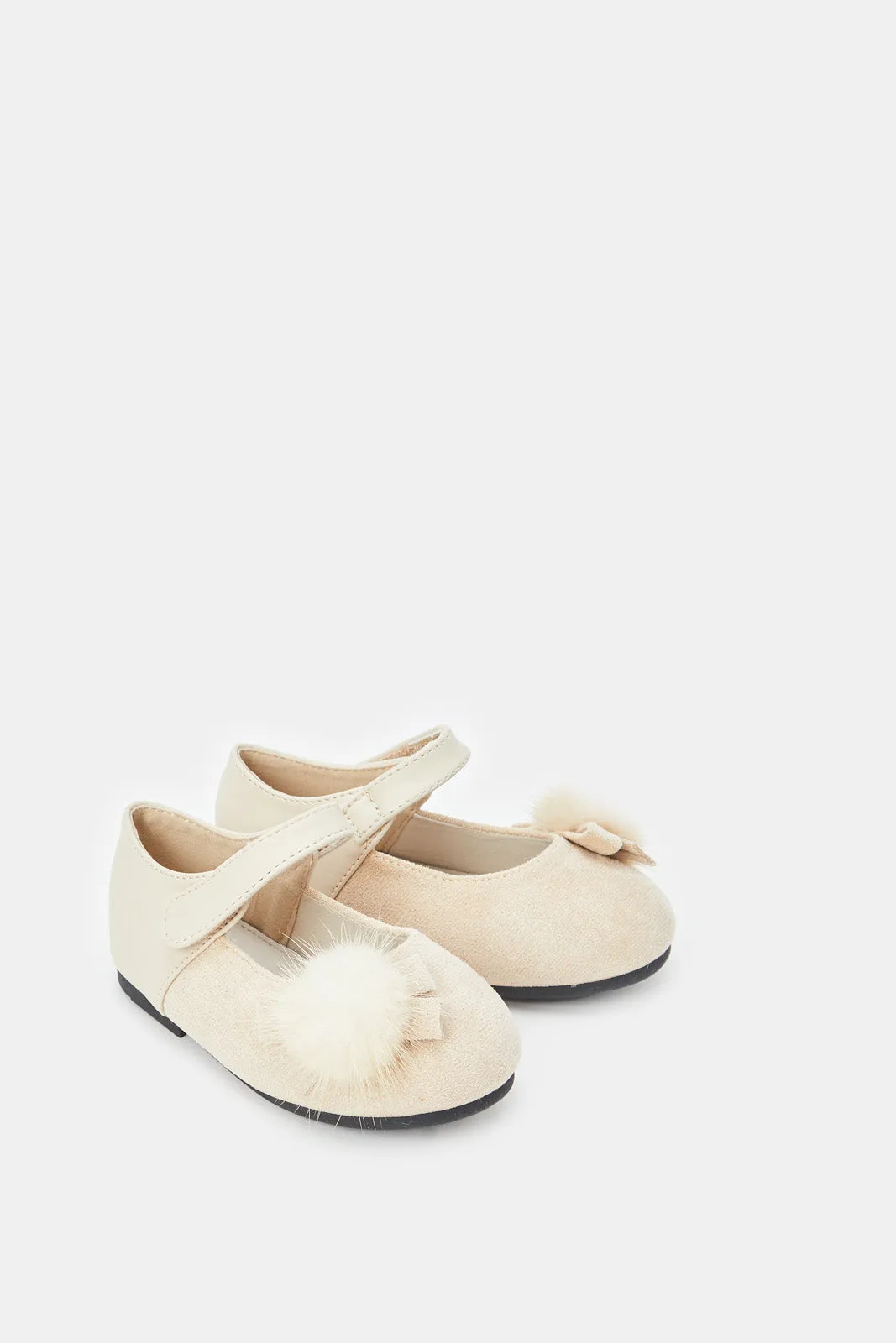 Girls Beige Strap Ballerina