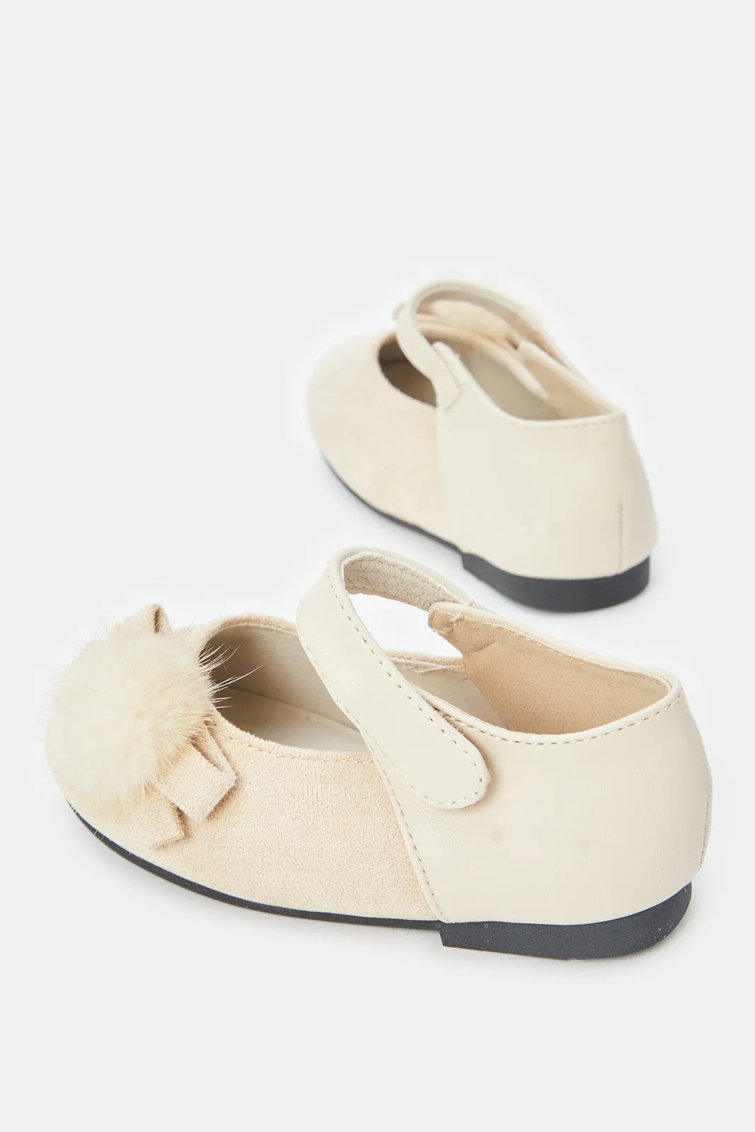 Girls Beige Strap Ballerina