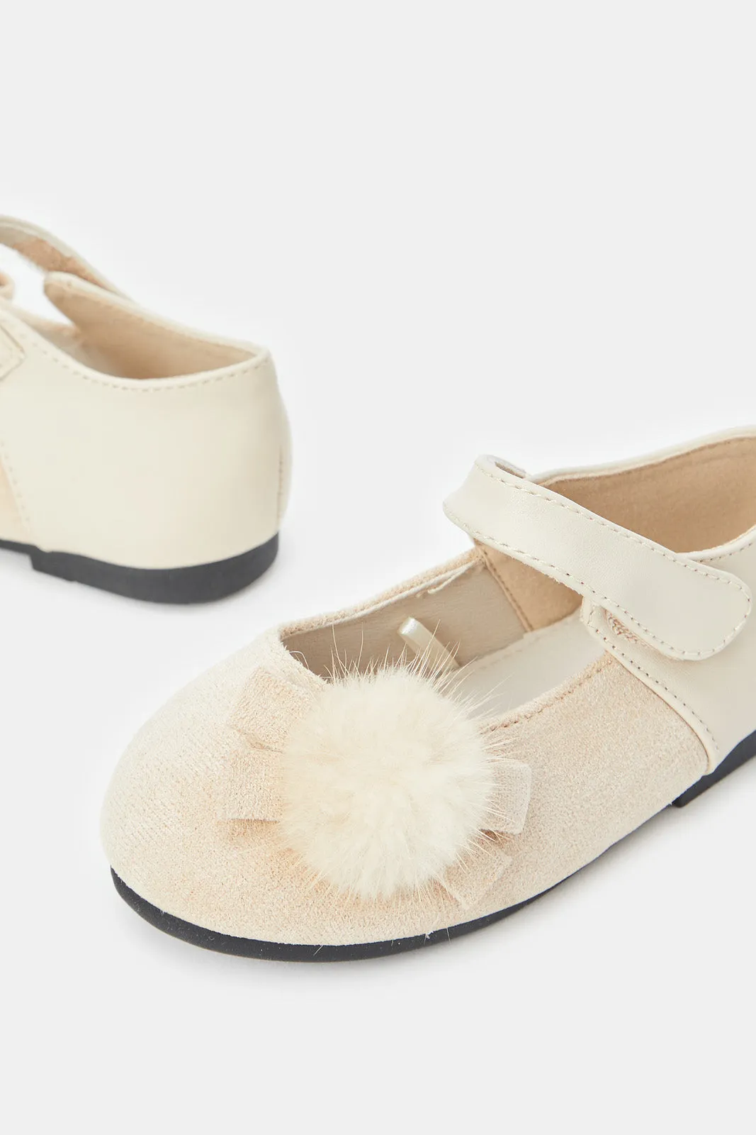 Girls Beige Strap Ballerina