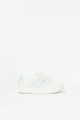 Girls White Lace Up Sneaker