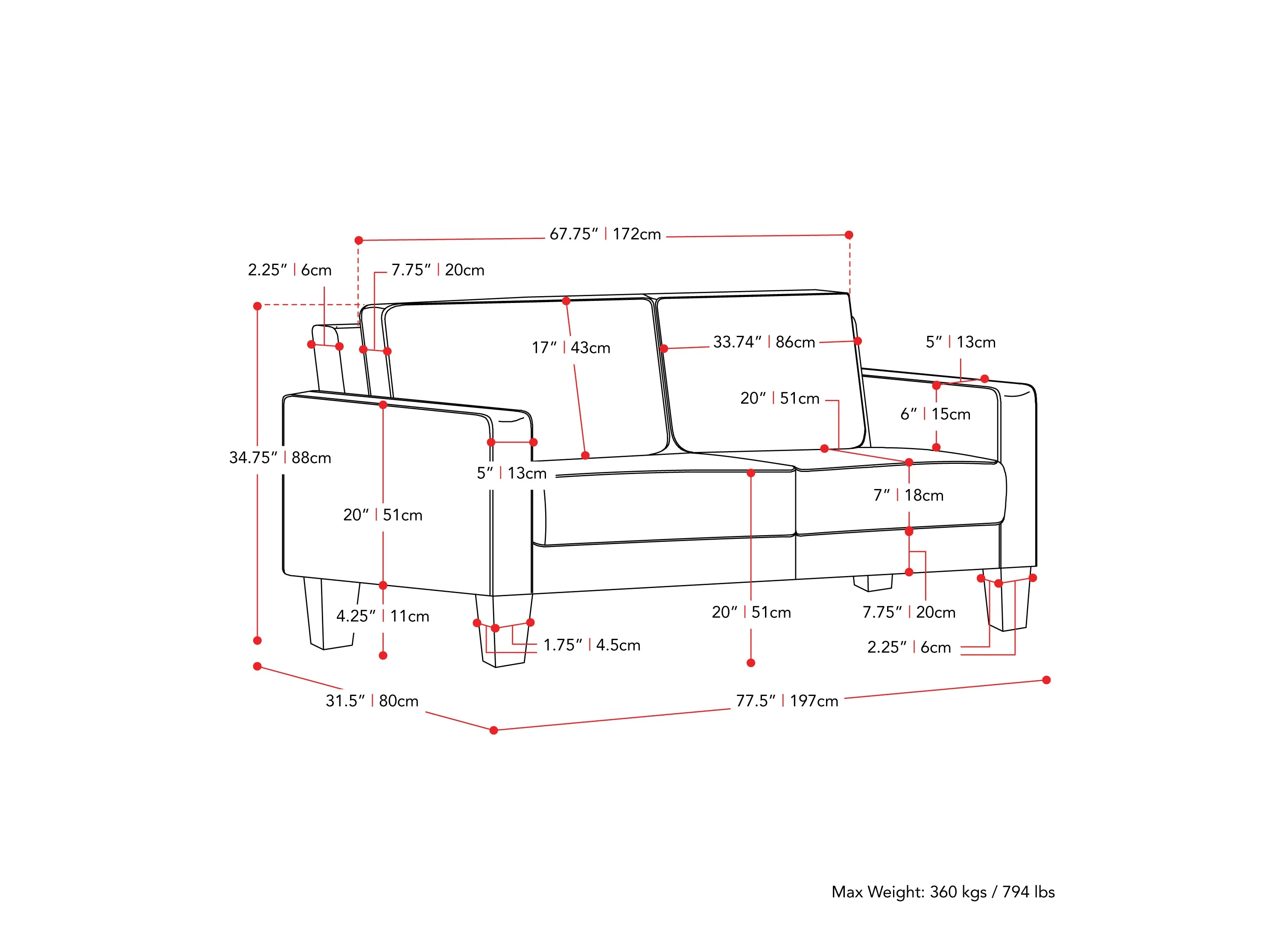 Grey 3 Seater Sofa