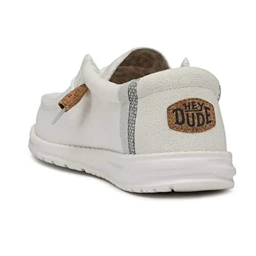 Hey Dude Men's Wally Break Stitch White Size 10| Men's Loafers | Men's Slip On Shoes | Comfortable & Light-Weight