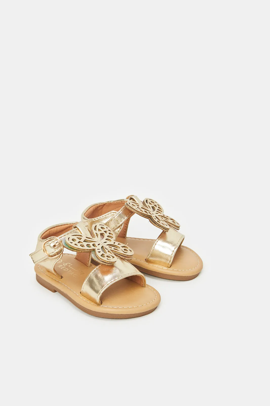 Infant Girls Gold Butterfly Sandals