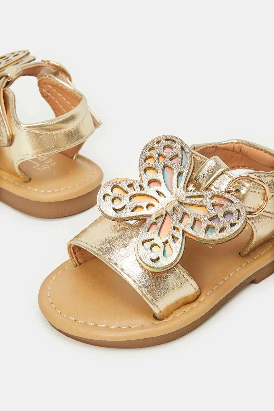 Infant Girls Gold Butterfly Sandals