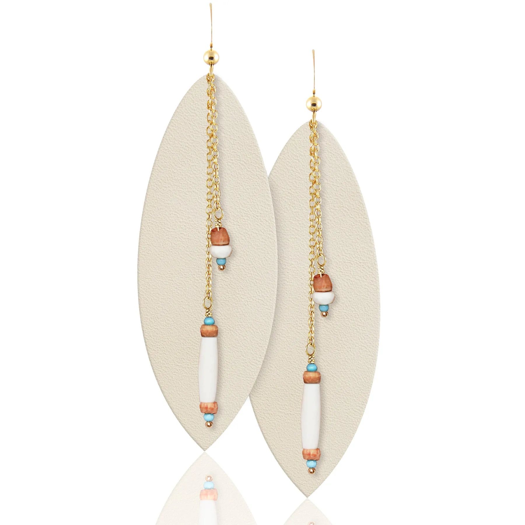 Ivory Coachella Leather Earrings ©