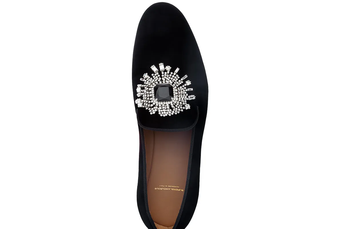 JUPITER VELOUR BLACK SLIPPERS