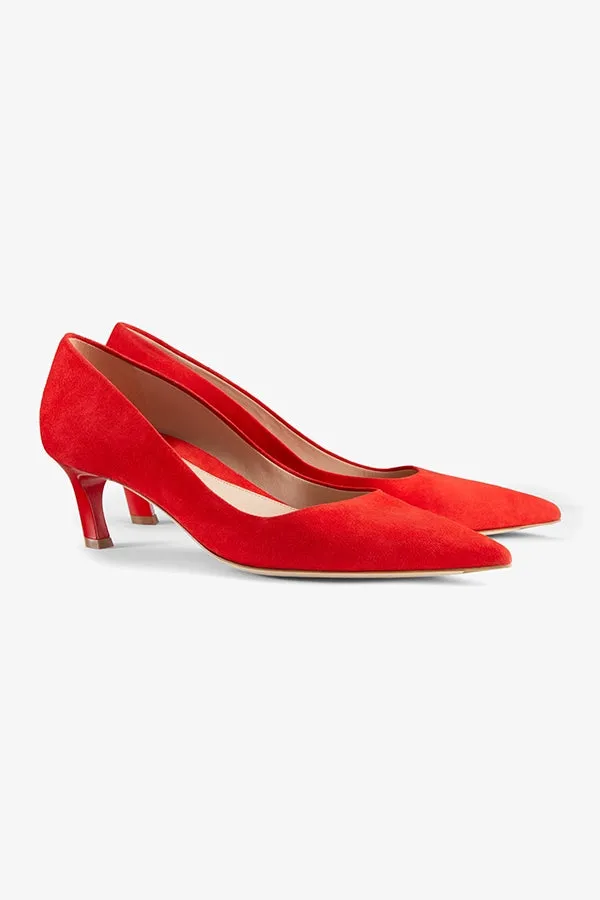 Lillian Pump - Suede :: Vermilion