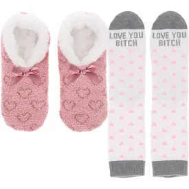 Love You Bitch Slipper Sock Gift Set