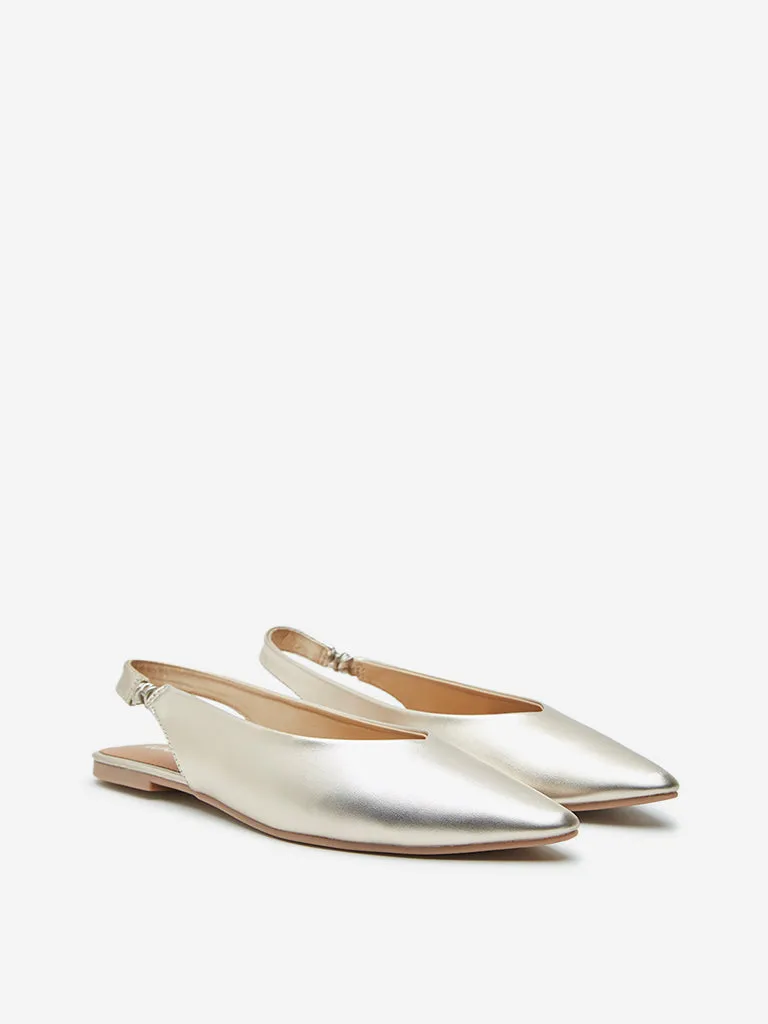 LUNA BLU Gold Slingback Shoes